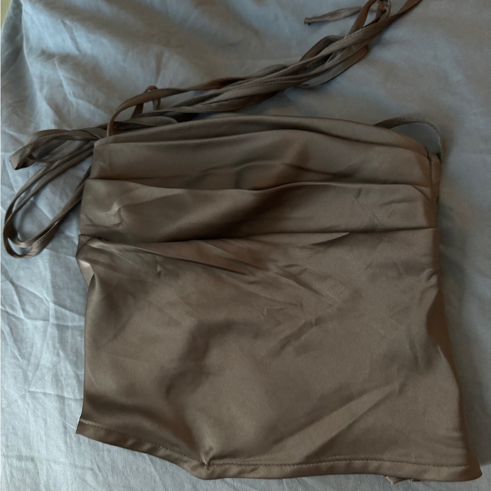 Rumored  Brown Open Back Crop Top